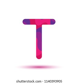 Letter T logo template. Vector paper-cut alphabet. 