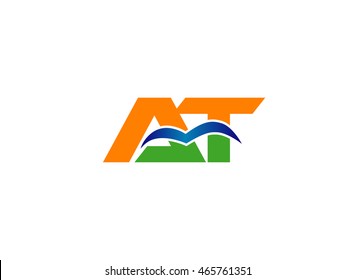 Letter a and t logo vector
