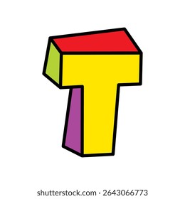 letter T logo vector colorful playful isolated on white background