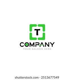 Carta T Logo Design Vetor Ilustração com o nome da empresa e seu texto aqui Logo Template em fundo branco.