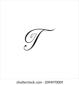 letter t logo vector leaf template line