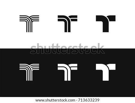 Letter T logo vector set design. Black and white vector illustration, editable icons for your design.