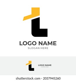 letter t logo vector with yellow and black color style