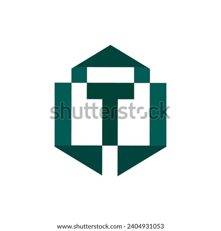 Letter T logo vektor with the use of hexagons