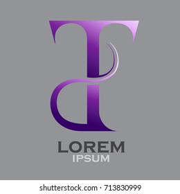 Letter T logo, violet letters