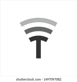 Letter T Logo. Wifi Symbol. Icon Vector Eps 10.