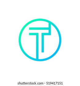 Letter T logo,Circle shape symbol,Digital,Technology,Media