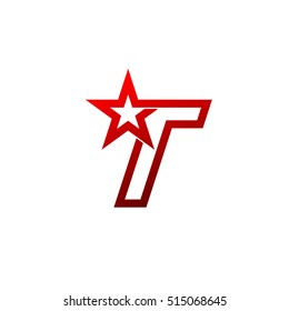 Letter T logo,Red Star sign Branding Identity Corporate unusual logo design template