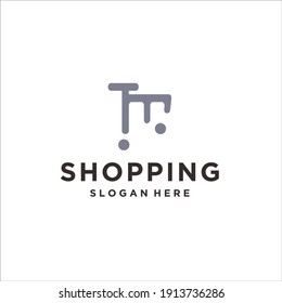 letter T logos M logo bag design online shop building  square simple concept modern market vector stroller game trade store web supermarket icon fashion application basket wheel buy sell bring mini