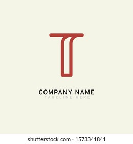 Letter T logotype Monoline style, simple and elegant T logo, Retro theme - Vector