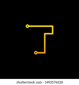 Letter T logotype monoline Technology, digital, electronics, chip, connection concept. Modern Logo Technology for Business. Logotypes of Digital combining with circuit . - vector