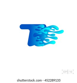 letter T logo,water,splash,waves