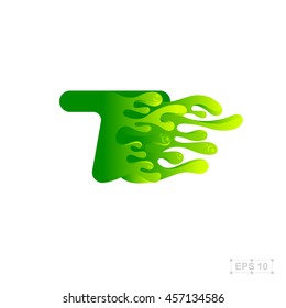 letter T logo,water,splash,waves,green