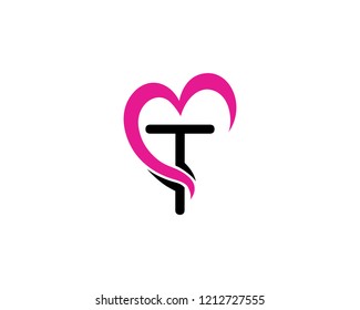 Letter T Love Logo Template Design Vector, Emblem, Concept Design, Creative Symbol, Icon