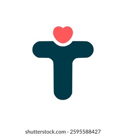 letter T with love logo vector illustration template design