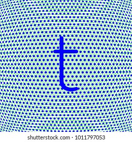 letter t lowercase bright blue color on globe shaped texture vector