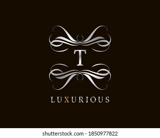 letter T luxurious alphabet for bridal, wedding, jewelry, eye lash, nail art, beauty care logo, personal branding image, make up artist, or any other royal brand and company