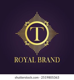 Letter T luxury gold logo concept