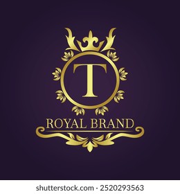 Letter T luxury gold logo concept