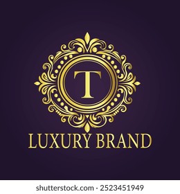 Letter T luxury gold logo concept