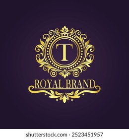 Letter T luxury gold logo concept