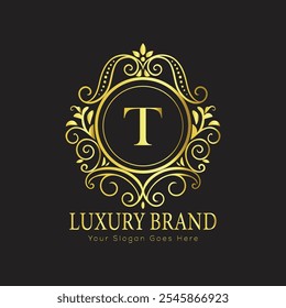 Letter T luxury gold logo concept
