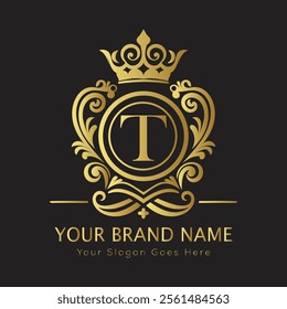 Letter T luxury gold logo concept

