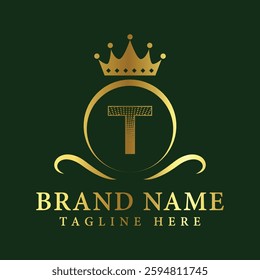 Letter T luxury gold logo concept