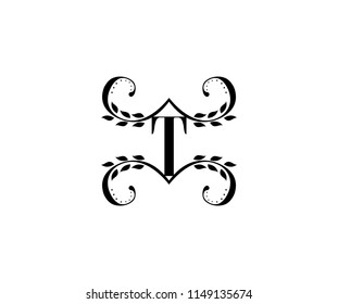 Letter T Luxury Graceful Ornament Floral Monogram Logotype