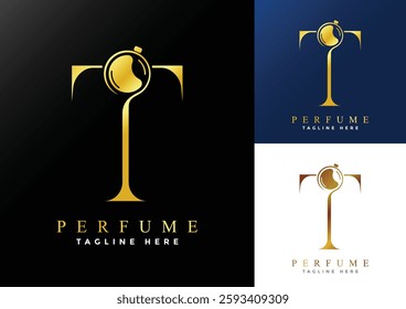 Letter T luxury Perfume logo design template