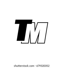 letter T and M logo overlapping black negative