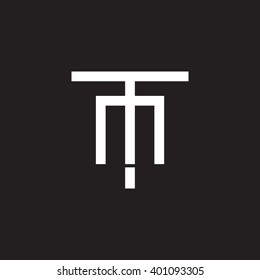 letter T and M monogram logo white black background