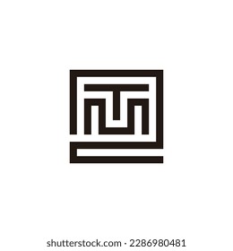 Letter T and M in number 2 square geometric symbol simple logo vector