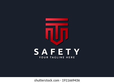 letter t and m protection shield logo template