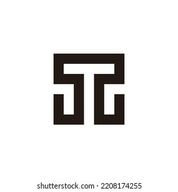 Letter T and M square, outline geometric symbol simple logo vector