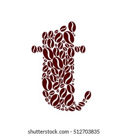 Letter t  made of coffee beans vector set