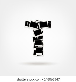 Letter T made from photo frames, insert your photos
