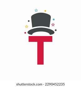 Letter T Magic Hat Logo Design. Magician Symbol Vector Template