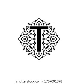 Letter T Mandala vector design template illustration
