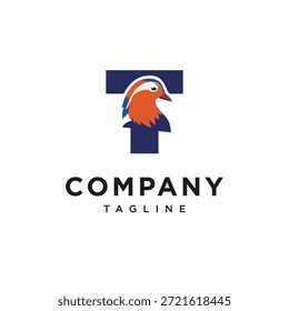 Letra T Mandarim Duck Ícone de logotipo Vetor