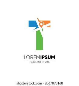 Letra T Ubicación de mapa Diseño Icono gráfico Emblema Ilustración Plantilla de fondo