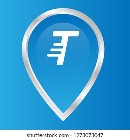 letter T and map pin. logo concept. Designed for your web site design, logo, app, UI