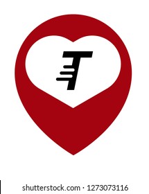 letter T and map pin. logo concept. Designed for your web site design, logo, app, UI