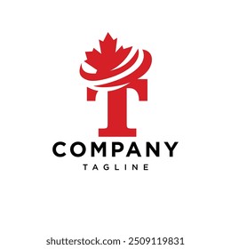 Letter T Mapple Leaf logo icon vector