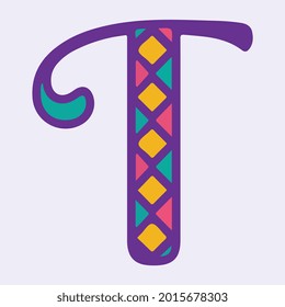 letter t mardi gras vector art