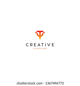 Letter T Media Tech Technology Logo Design Graphic