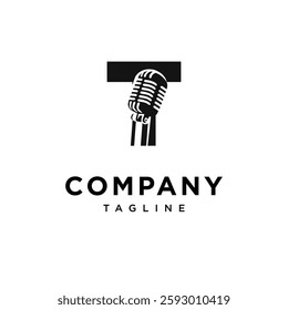 Letter T Microphone Logo Icon Vector