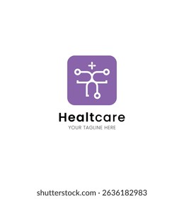 Letter T minimalist and iconic healthcare logo, medical and clinic with stethoscope