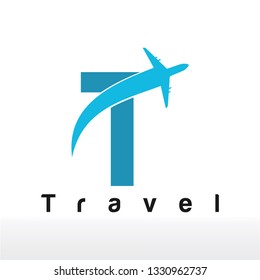 Letter T Modern Air Travel Logo Design - Vector