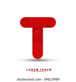 Letter T. modern concept and elegant typographic . red